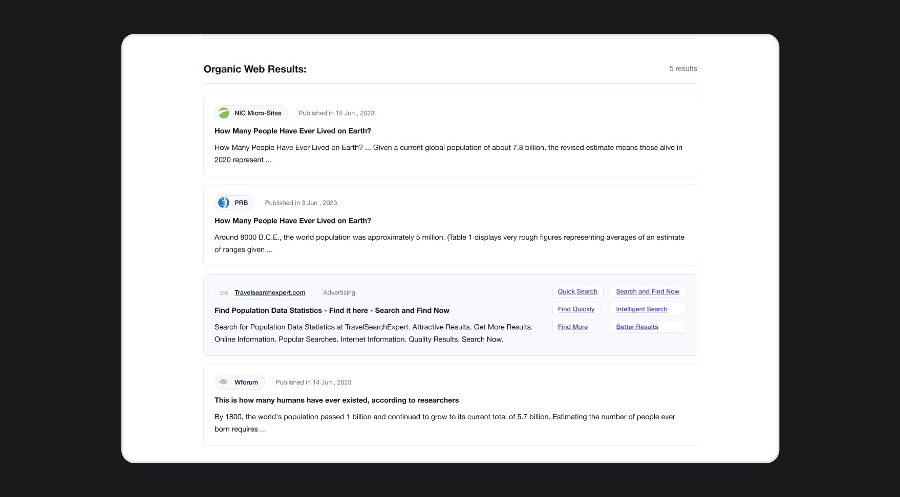 Organic Web Results