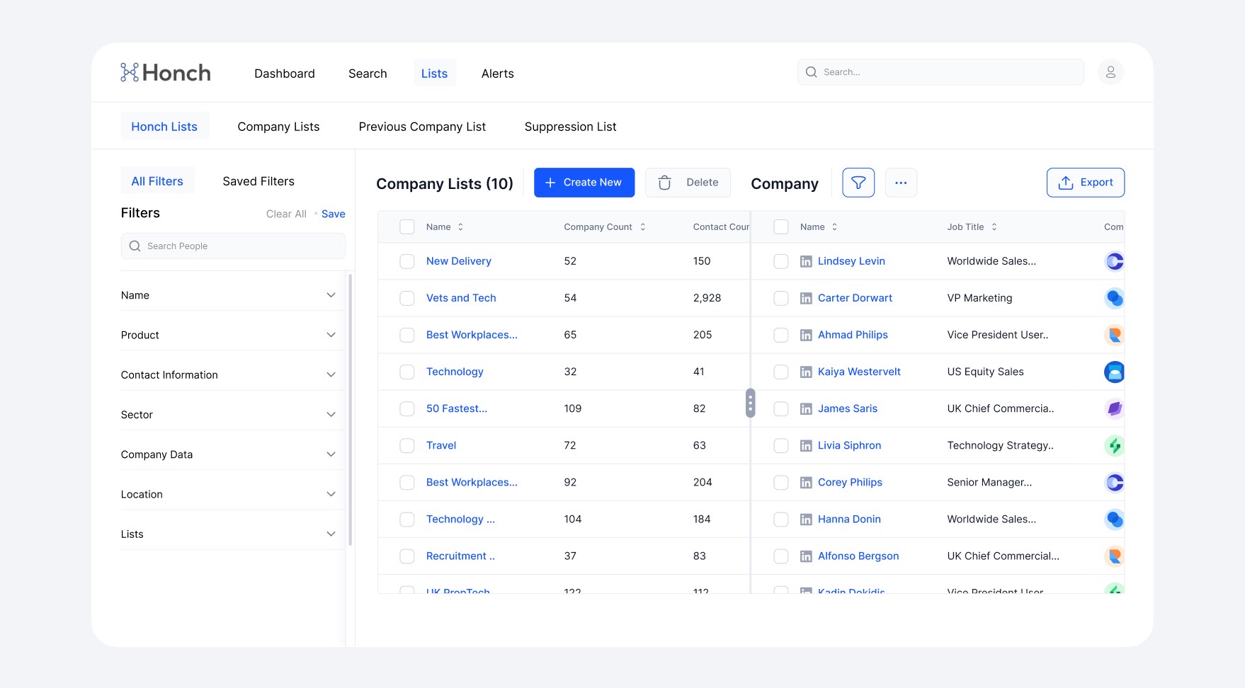 Honch Lists — Filters