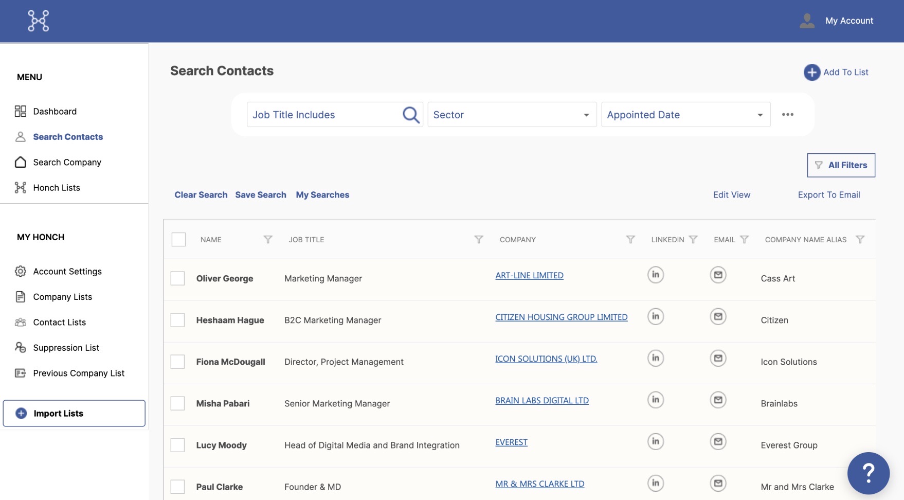 Previous design: search contacts