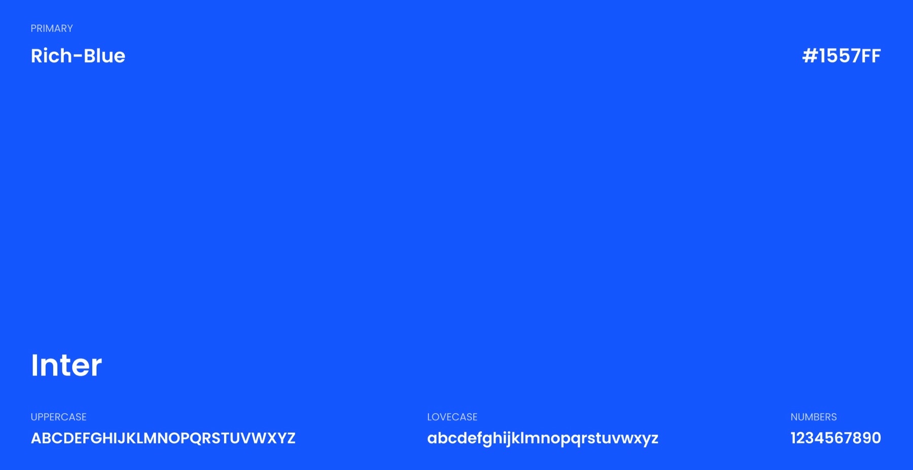 Primary color Rich Blue and Inter typeface